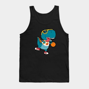 Dinosaur Playing Basketball Tank Top